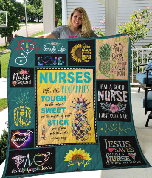 Buy Nurses Are Like Pineapples Tough On The Outside Sweet On The Inside Quilt Blanket & Quilt Bedding Set Great Customized Blanket Gifts For Birthday Christmas Thanksgiving