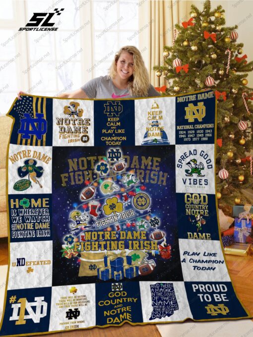 Buy Notre Dame Fighting Irish Christmas Tree Quilt Blanket & Quilt Bedding Set