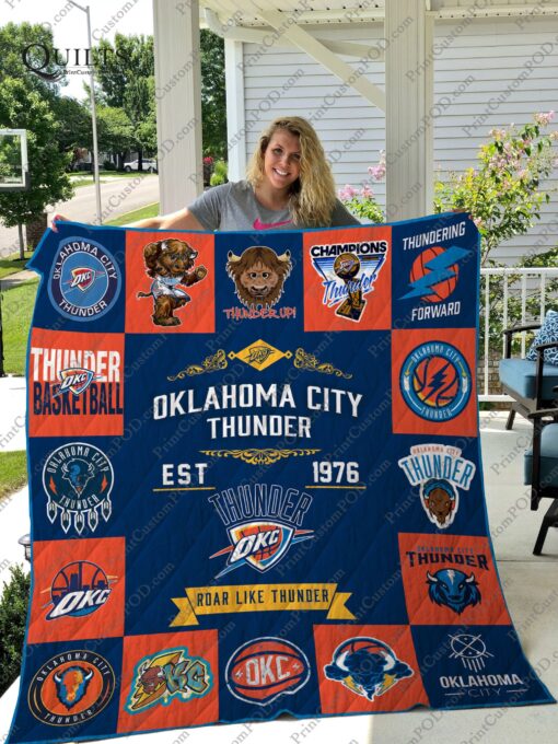 Buy Oklahoma City Thunder Quilt Blanket & Quilt Bedding Set Ver 17