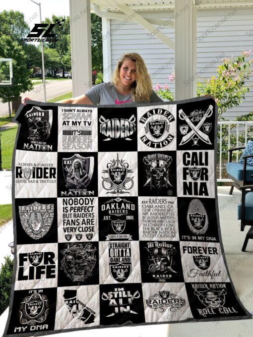 Buy Oakland Raiders Quilt Blanket & Quilt Bedding Set 02 - Meteew