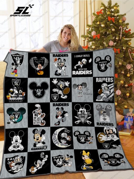 Buy Oakland Raiders Mickey Mouse Quilt Blanket & Quilt Bedding Set