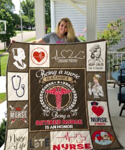 Buy Nurse Being A Retired Nurse Is An Honor Quilt Blanket & Quilt Bedding Set Great Customized Gifts For Birthday Christmas Thanksgiving Perfect Gifts For Nurse