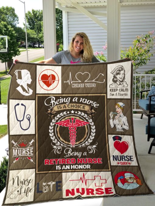 Buy Nurse Being A Retired Nurse Is An Honor Quilt Blanket & Quilt Bedding Set Great Customized Gifts For Birthday Christmas Thanksgiving Perfect Gifts For Nurse