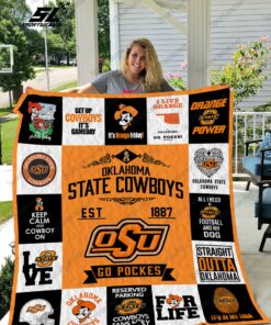 Buy Oklahoma State Cowboys Quilt Blanket & Quilt Bedding Set 01