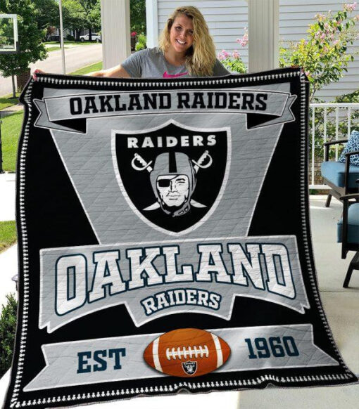 Buy Oakland Raiders Quilt Blanket & Quilt Bedding Set 04