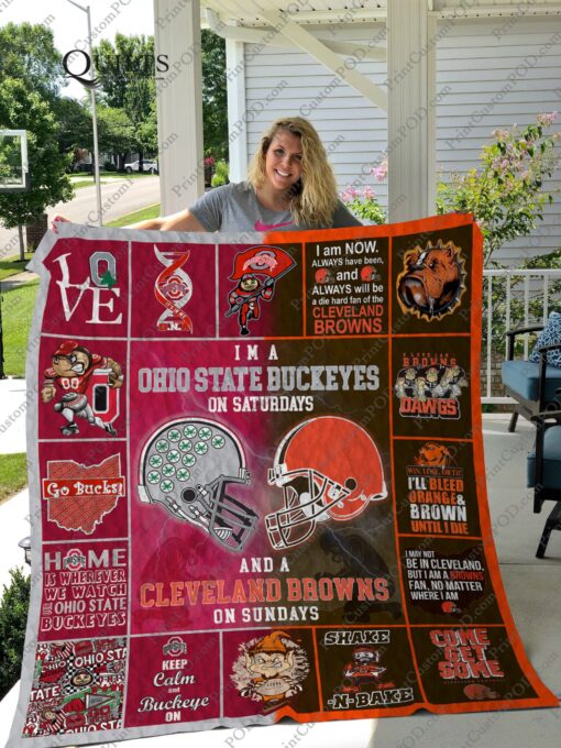 Buy Ohio State Buckeyes &Amp;Amp;Cleveland Browns Quilt Blanket & Quilt Bedding Set