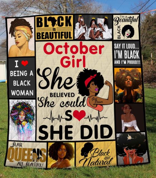 Buy October Girl She Believed She Could So She Did Quilt Blanket & Quilt Bedding Set Great Customized Blanket Gifts For Birthday Christmas Thanksgiving