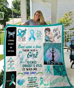 Buy Ovarian Cancer Warrior Once Upon A Time There Was A Girl Kicked Cancer'S Ass Quilt Blanket & Quilt Bedding Set Great Customized Blanket Gifts For Birthday Christmas Thanksgiving