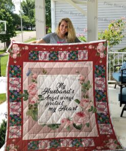 Buy Rose My Husband'S Angel Wings Protect My Heart Quilt Blanket & Quilt Bedding Set Great Customized Blanket Gifts For Birthday Christmas Thanksgiving