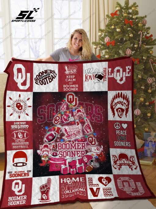 Buy Oklahoma Sooners Christmas Tree Quilt Blanket & Quilt Bedding Set