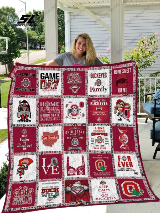 Buy Ohio State Buckeyes Quilt Blanket & Quilt Bedding Set 04