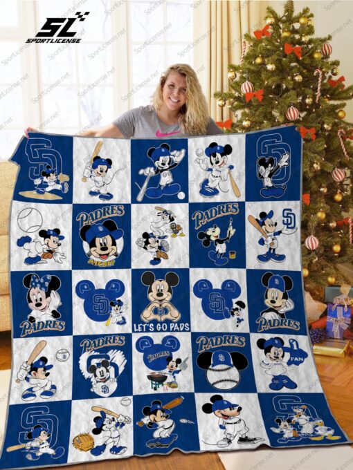 Buy San Diego Padres Mickey Mouse Quilt Blanket & Quilt Bedding Set Great Customized Blanket Gifts For Birthday Christmas Thanksgiving