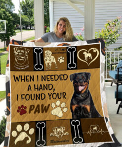 Buy Rottweiler When I Needed A Hand I Found Your Paw Quilt Blanket & Quilt Bedding Set Great Customized Blanket Gifts For Birthday Christmas Thanksgiving