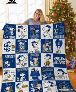 Buy San Diego Padres Snoopy Dog Quilt Blanket & Quilt Bedding Set Great Customized Blanket Gifts For Birthday Christmas Thanksgiving