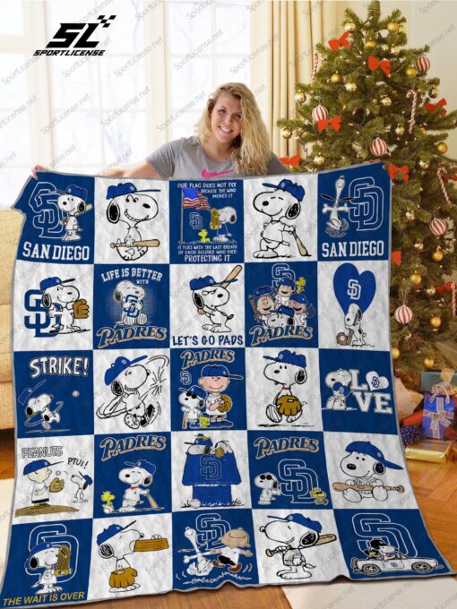 Buy San Diego Padres Snoopy Dog Quilt Blanket & Quilt Bedding Set Great Customized Blanket Gifts For Birthday Christmas Thanksgiving