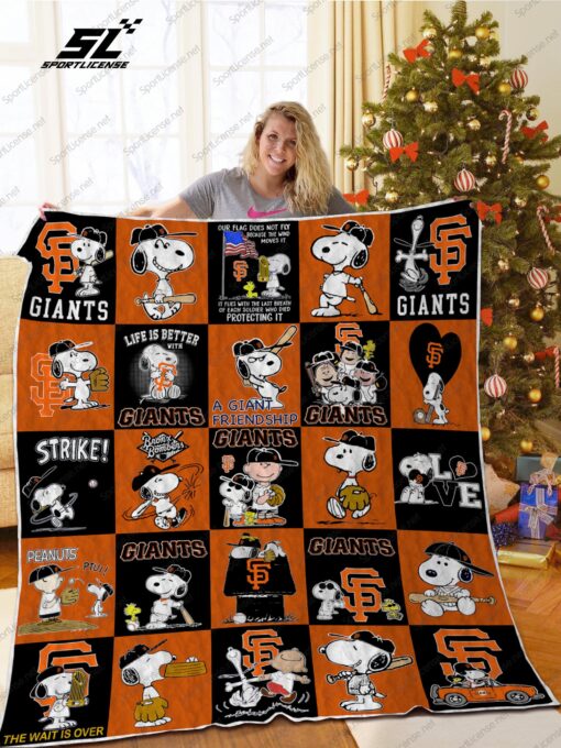 Buy San Francisco Giants Snoopy Dog Quilt Blanket & Quilt Bedding Set Great Customized Blanket Gifts For Birthday Christmas Thanksgiving