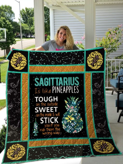 Buy Sagittarius Is Like Pineapple Tough On The Outside Sweet On The Inside Quilt Blanket & Quilt Bedding Set Great Customized Blanket Gifts For Birthday Christmas Thanksgiving