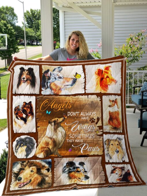 Buy Rough Collie Angels Don'T Always Have Wings Sometimes They Have Paws Quilt Blanket & Quilt Bedding Set Great Customized Blanket Gifts For Birthday Christmas Thanksgiving