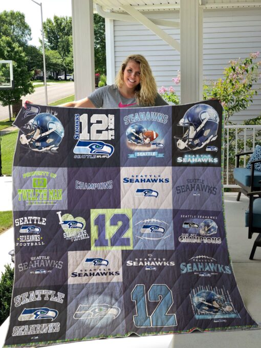 Buy Seattle Seahawks Quilt Blanket & Quilt Bedding Set 06