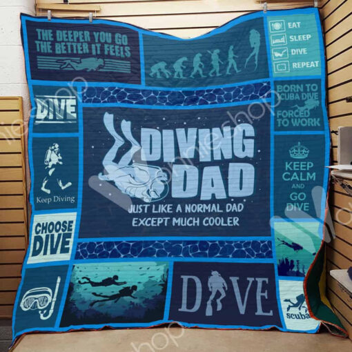 Buy Scuba Diving Dad Just Like A Normal Dad Quilt Blanket & Quilt Bedding Set Great Customized Gifts For Birthday Christmas Thanksgiving Perfect Gifts For Scuba Diving Lover