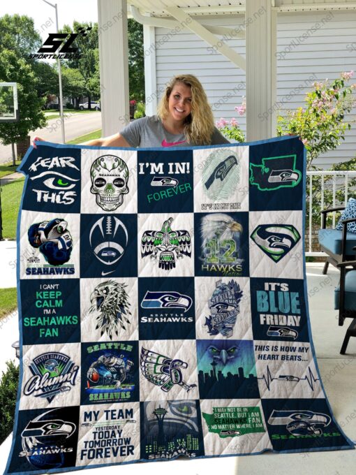 Buy Seattle Seahawks Quilt Blanket & Quilt Bedding Set 02