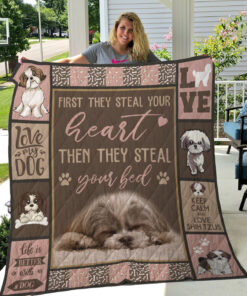 Buy Shih Tzu First They Steal Your Heart Then They Steal Your Bed Quilt Blanket & Quilt Bedding Set Great Customized Blanket Gifts For Birthday Christmas Thanksgiving