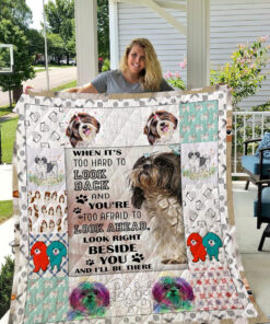 Buy Shih Tzu Look Right Beside You And I'Ll Be There Quilt Blanket & Quilt Bedding Set Great Customized Blanket Gifts For Birthday Christmas Thanksgiving