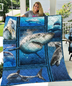 Buy Shark In The Ocean 3D Quilt Blanket & Quilt Bedding Set Great Customized Blanket Gifts For Birthday Christmas Thanksgiving