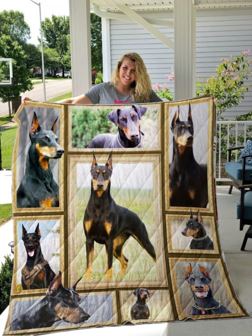 Buy Shape Of Doberman Quilt Blanket & Quilt Bedding Set Great Customized Blanket Gifts For Birthday Christmas Thanksgiving