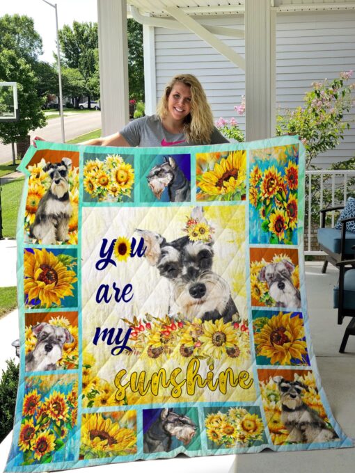 Buy Schnauzer Sunflower You Are My Sunshine Quilt Blanket & Quilt Bedding Set Great Customized Blanket Gifts For Birthday Christmas Thanksgiving