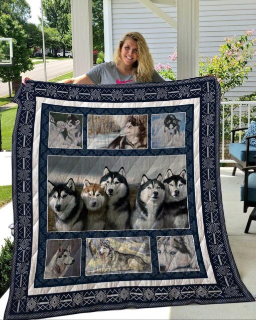 Buy Siberian Husky Friends Quilt Blanket & Quilt Bedding Set Great Customized Blanket Gifts For Birthday Christmas Thanksgiving