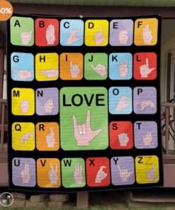 Buy Sign Language Love Quilt Blanket & Quilt Bedding Set Great Customized Blanket Gifts For Birthday Christmas Thanksgiving