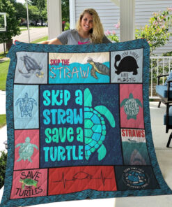 Buy Skip A Straw Save A Turtle Quilt Blanket & Quilt Bedding Set Great Customized Blanket Gifts For Birthday Christmas Thanksgiving