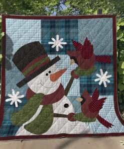 Buy Snowman With Red Birds Quilt Blanket & Quilt Bedding Set Great Customized Blanket Gifts For Birthday Christmas Thanksgiving