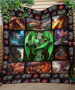 Buy Skull Cross Green Dragon Quilt Blanket & Quilt Bedding Set Great Customized Blanket Gifts For Birthday Christmas Thanksgiving