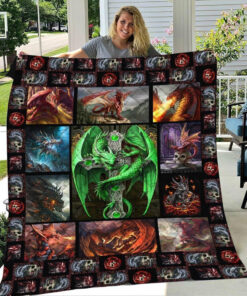 Buy Skull Cross Green Dragon Quilt Blanket & Quilt Bedding Set Great Customized Blanket Gifts For Birthday Christmas Thanksgiving