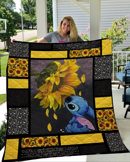 Buy Stitch Sunflower Quilt Blanket & Quilt Bedding Set Great Customized Gifts For Birthday Christmas Thanksgiving Perfect Gifts For Sunflower Lover