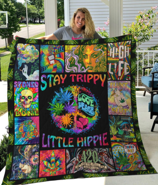 Buy Stay Trippy Little Hippie Quilt Blanket & Quilt Bedding Set Great Customized Gifts For Birthday Christmas Thanksgiving Perfect Gifts For Hippie