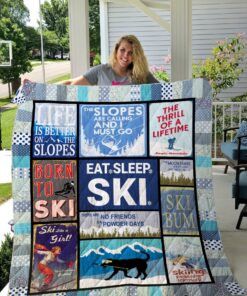 Buy Skiing Born To Ski Quilt Blanket & Quilt Bedding Set Great Customized Blanket Gifts For Birthday Christmas Thanksgiving