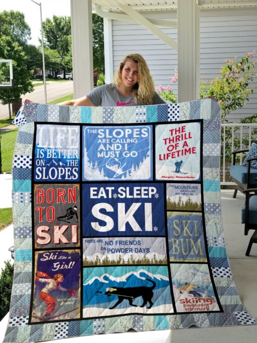 Buy Skiing Born To Ski Quilt Blanket & Quilt Bedding Set Great Customized Blanket Gifts For Birthday Christmas Thanksgiving