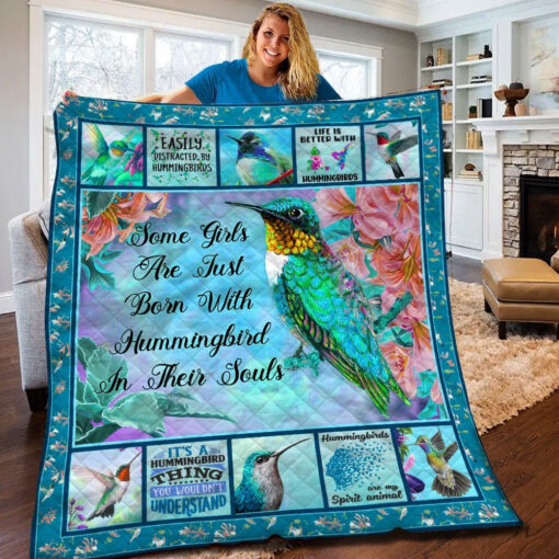 Buy Some Girls Are Just Born With Hummingbird In Their Souls Quilt Blanket & Quilt Bedding Set Great Customized Blanket Gifts For Birthday Christmas Thanksgiving