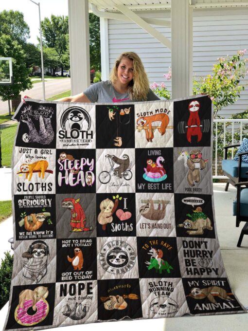 Buy Sloth Don'T Hurry Be Happy Quilt Blanket & Quilt Bedding Set Great Customized Blanket Gifts For Birthday Christmas Thanksgiving