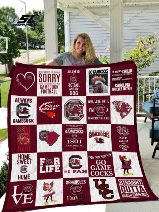 Buy South Carolina Gamecocks Keep Calm And Cock On Quilt Blanket & Quilt Bedding Set Great Customized Blanket Gifts For Birthday Christmas Thanksgiving