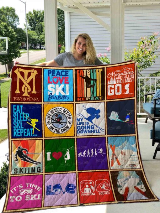 Buy Skiing The Mountains Are Calling And I Must Go Quilt Blanket & Quilt Bedding Set Great Customized Blanket Gifts For Birthday Christmas Thanksgiving