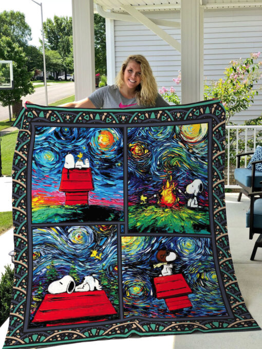 Buy Snoopy Starry Night Style Quilt Blanket & Quilt Bedding Set - Best Gifts For Fans, Birthday