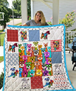 Buy The Colorful Schnauzer Quilt Blanket & Quilt Bedding Set Great Customized Blanket Gifts For Birthday Christmas Thanksgiving