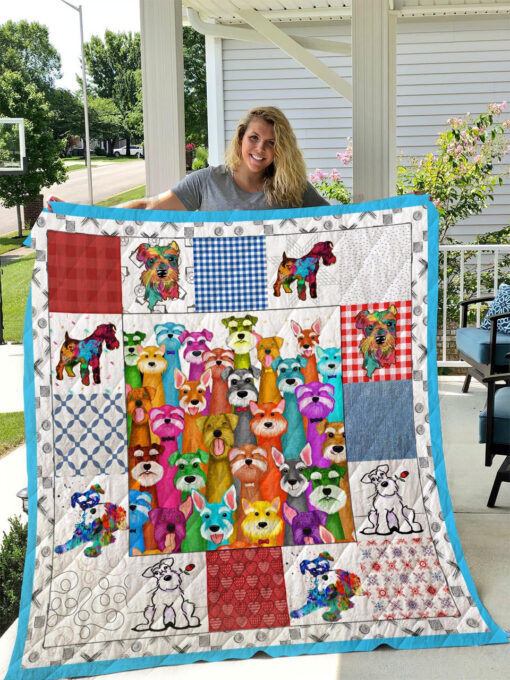 Buy The Colorful Schnauzer Quilt Blanket & Quilt Bedding Set Great Customized Blanket Gifts For Birthday Christmas Thanksgiving