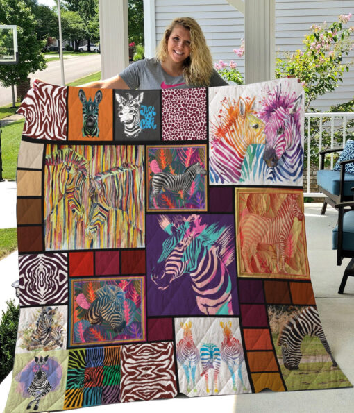 Buy The Colorful Zebra Painting Quilt Blanket & Quilt Bedding Set Great Customized Blanket Gifts For Birthday Christmas Thanksgiving