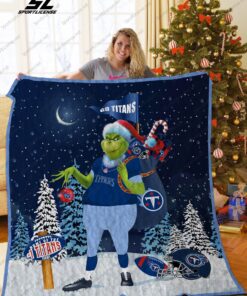 Buy Tennessee Titans Grinch Santa Quilt Blanket & Quilt Bedding Set