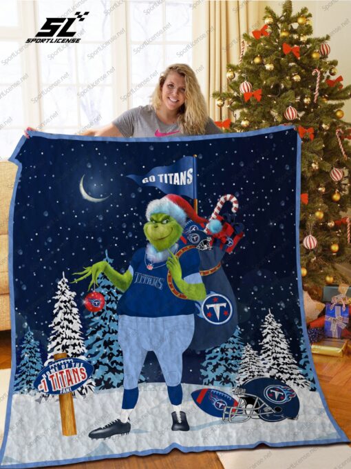 Buy Tennessee Titans Grinch Santa Quilt Blanket & Quilt Bedding Set